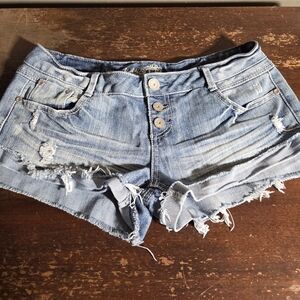 Almost Famous Light Blue Distressed Jean Shorts